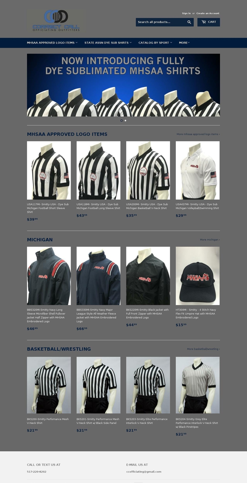 ccofficiating.com shopify website screenshot