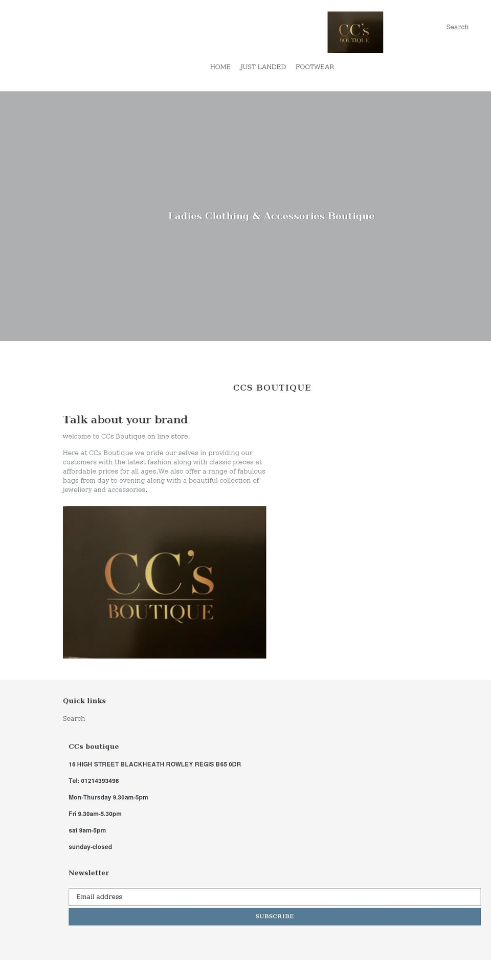 ccsboutique.uk shopify website screenshot