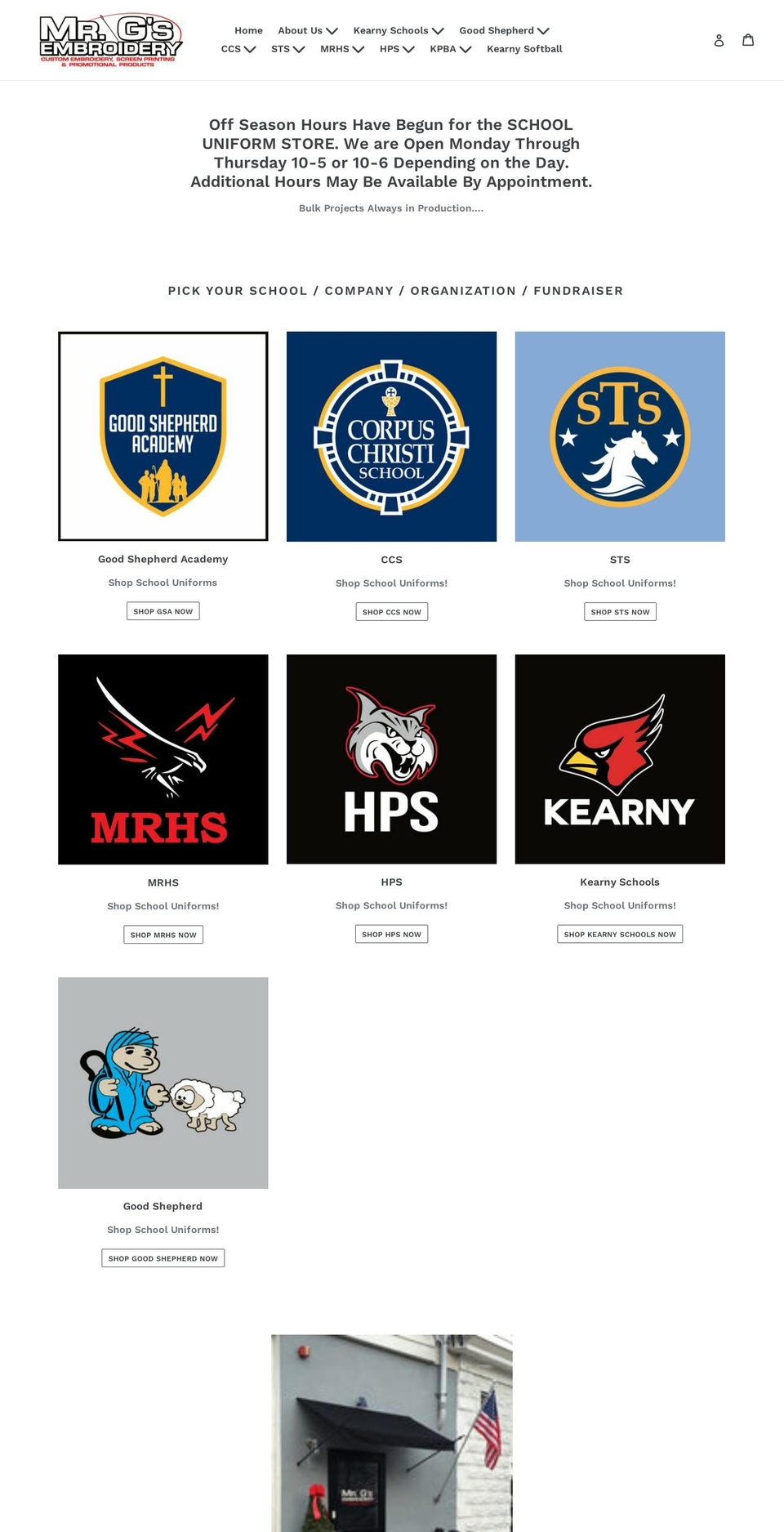ccsuniformstore.com — Shopify storefront screenshot