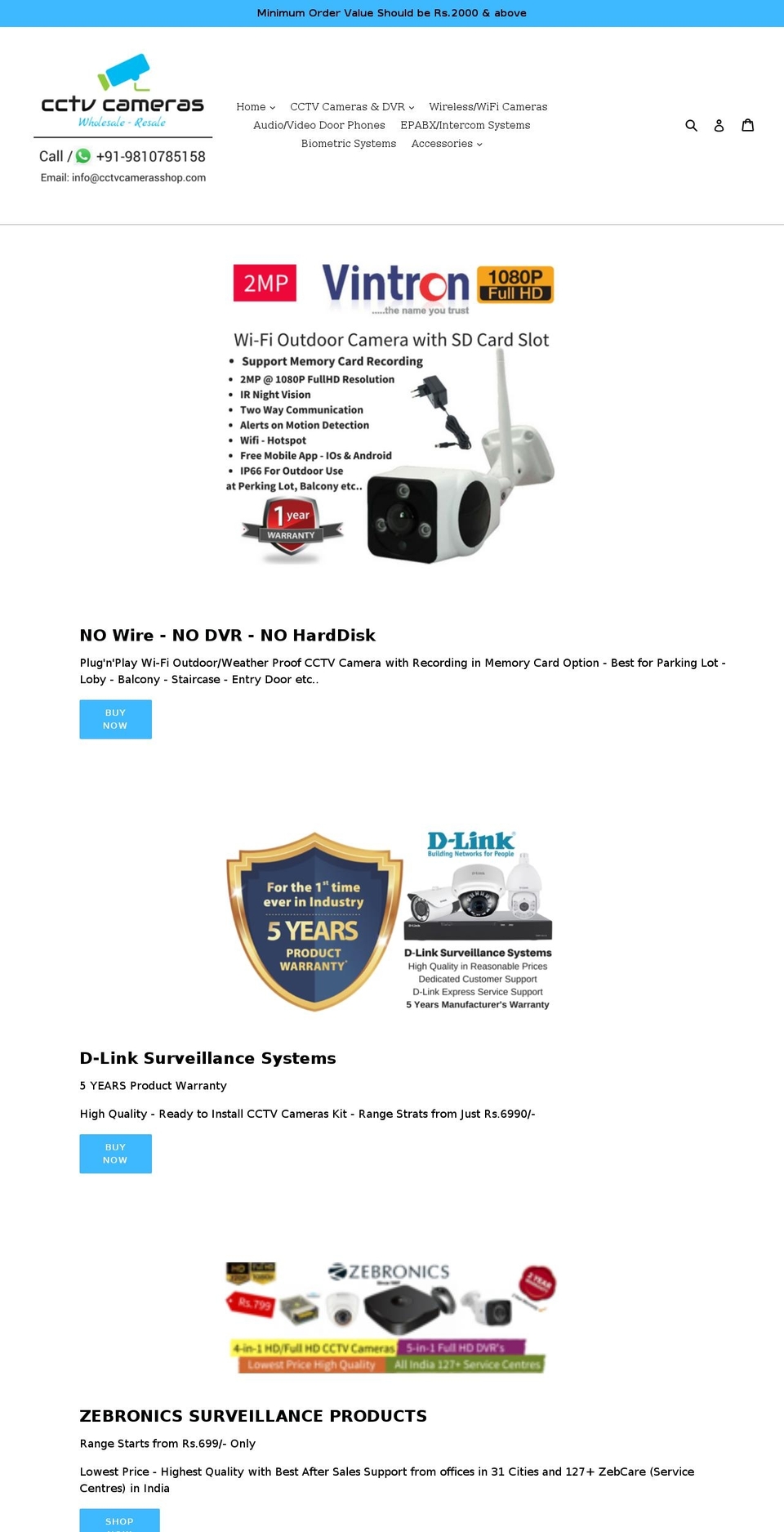 cctvcamerasshop.com shopify website screenshot