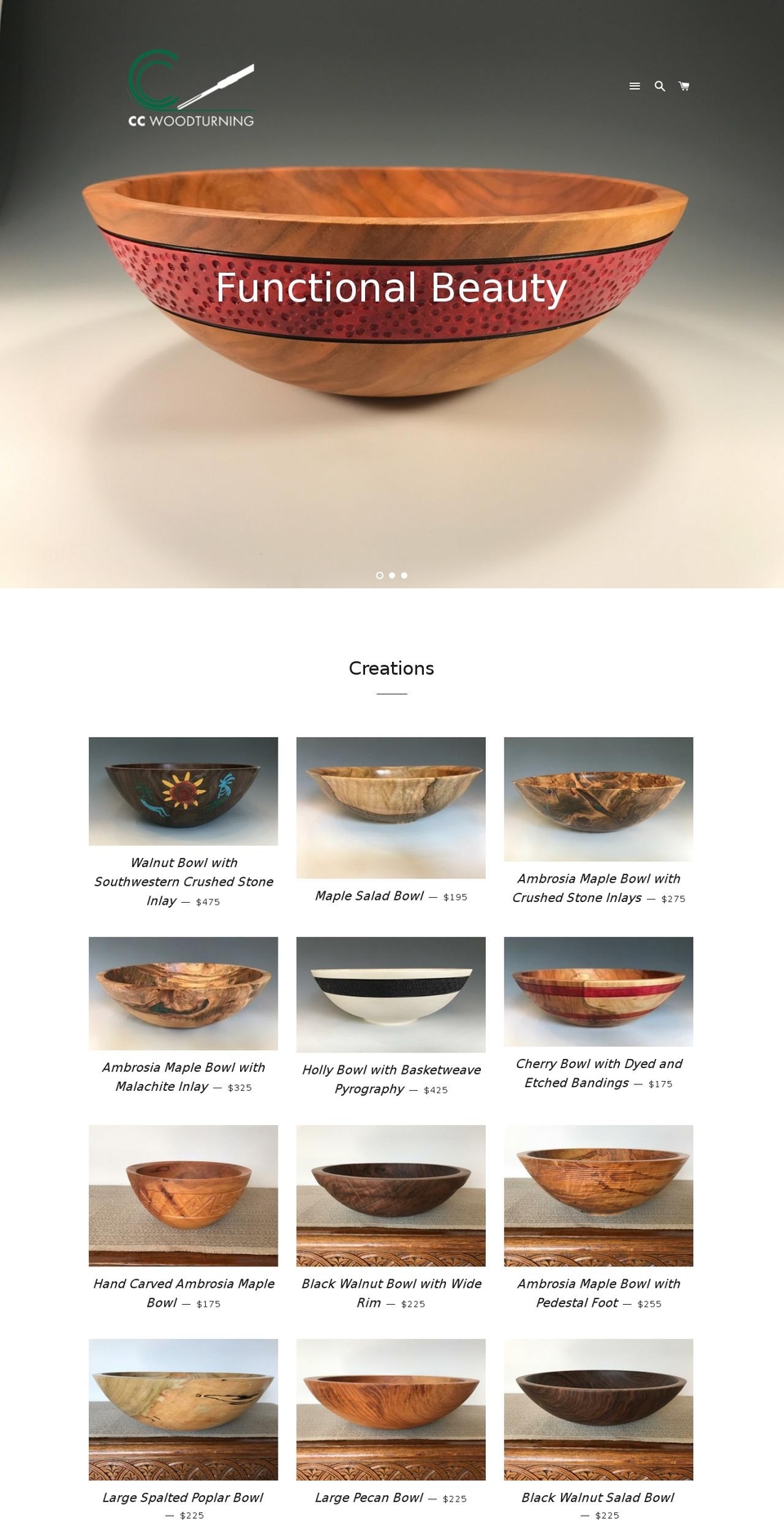 ccwoodturning.com shopify website screenshot