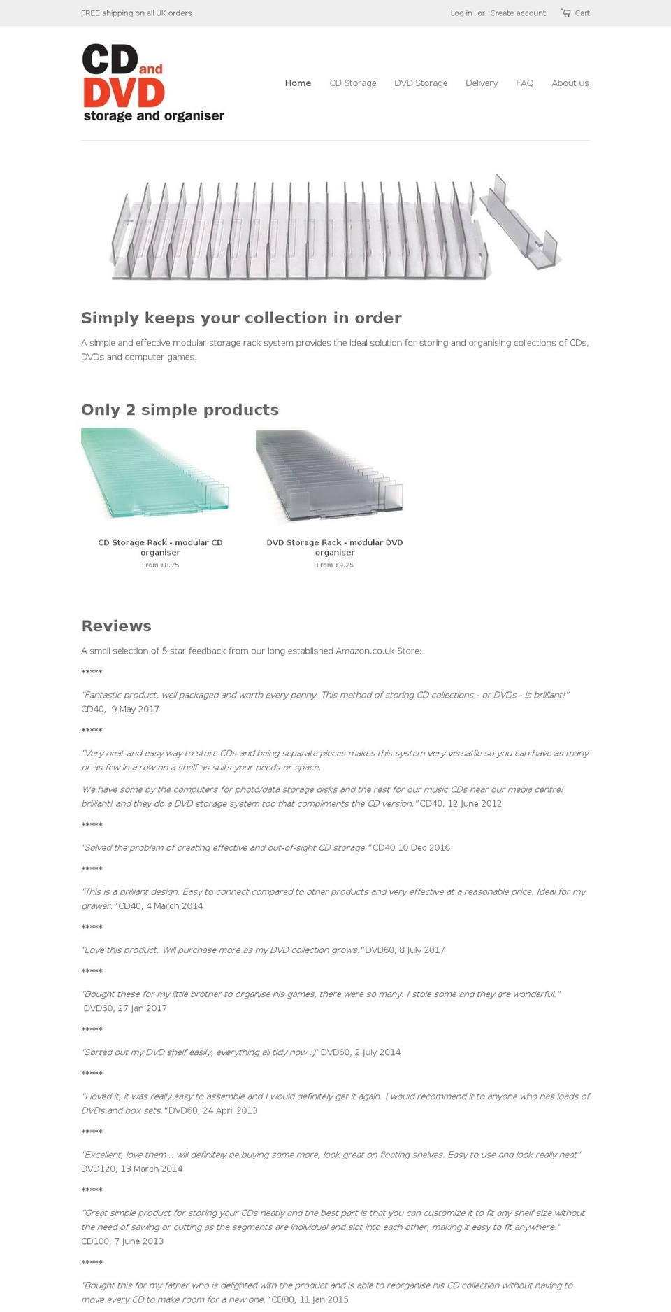 cdanddvdstorage.com shopify website screenshot