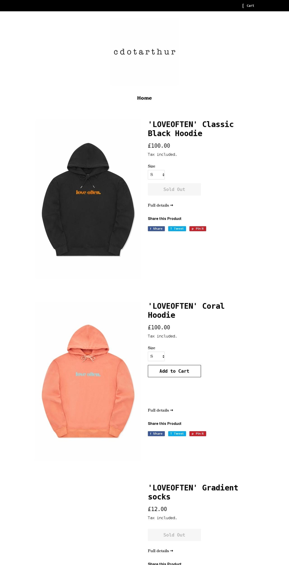 cdotarthur.com shopify website screenshot