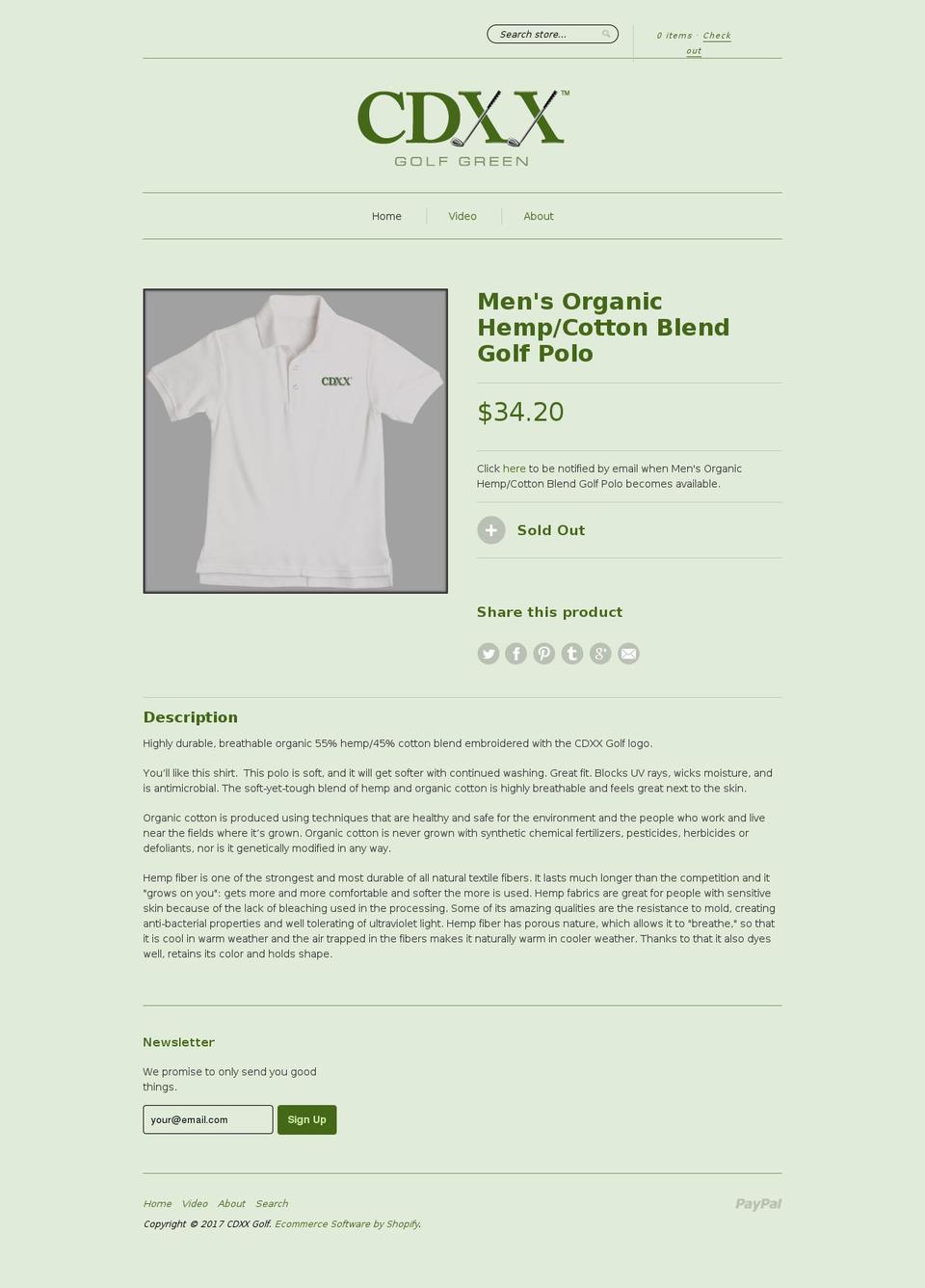 cdxxgolf.com shopify website screenshot