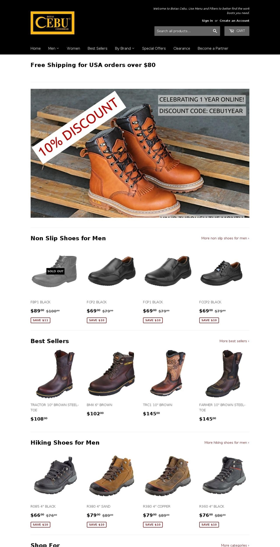 cebuworkboots.com shopify website screenshot