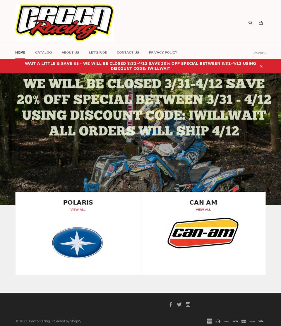 ceccoracing.com shopify website screenshot