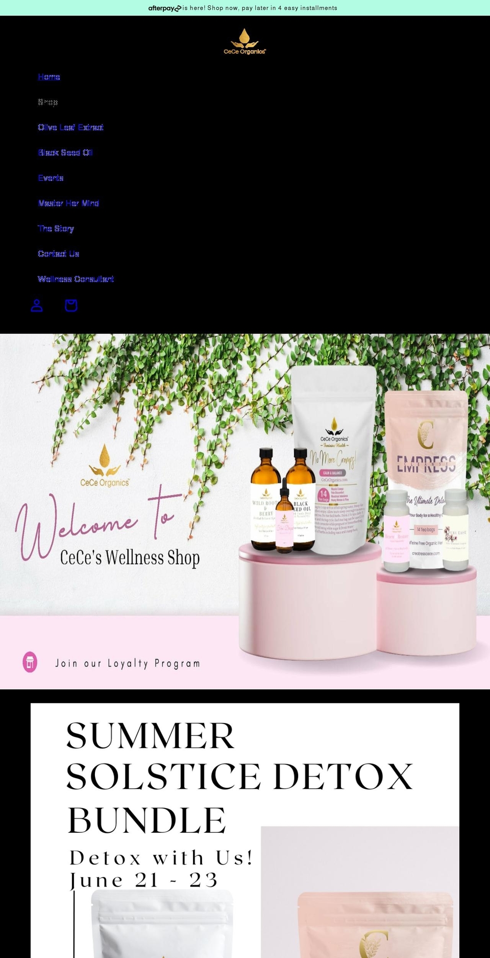 ceceorganics.com shopify website screenshot