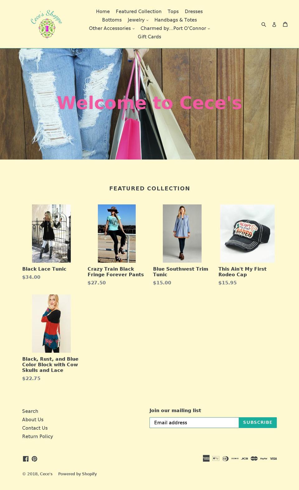ceces-shoppe.com shopify website screenshot