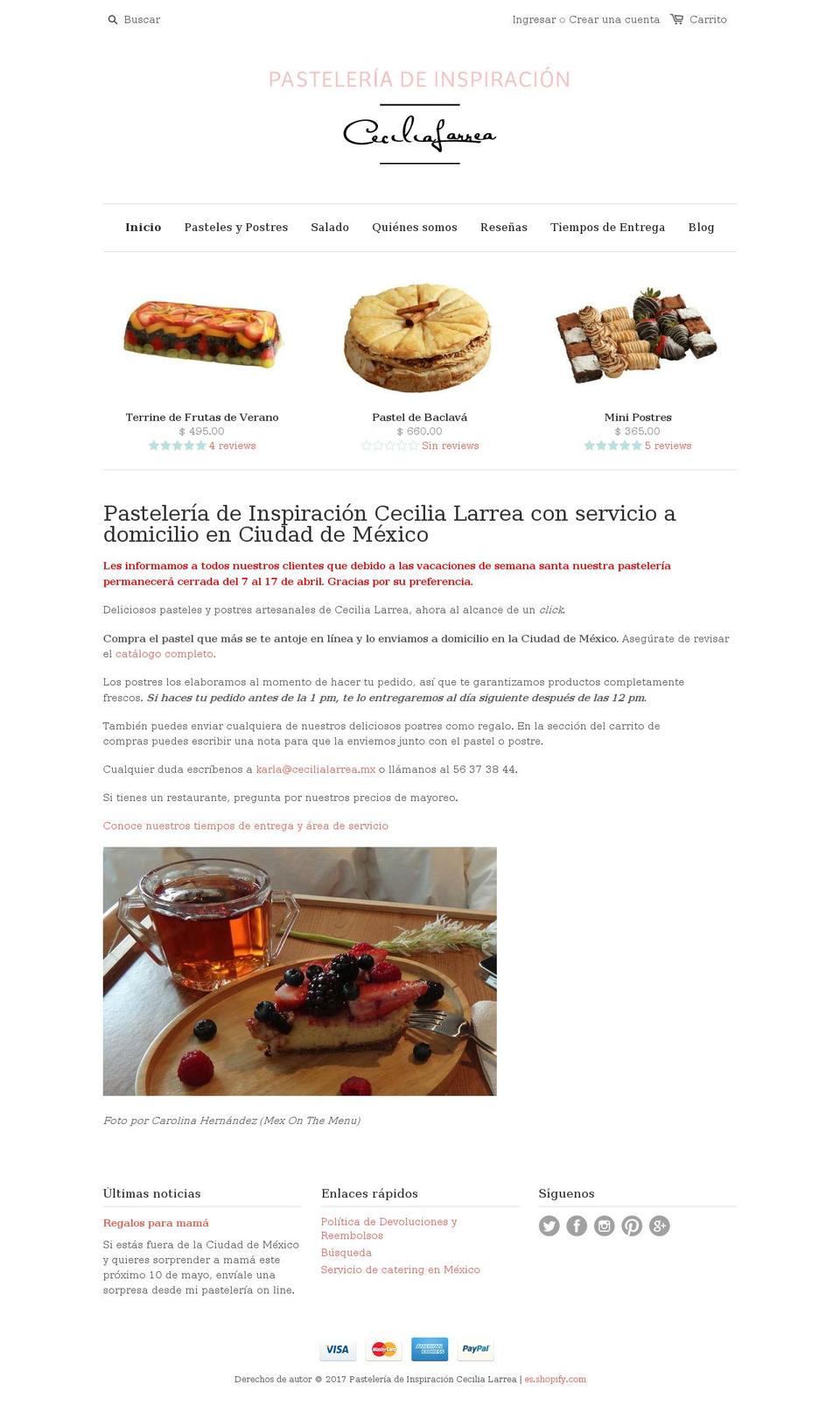 cecilialarrea.com shopify website screenshot