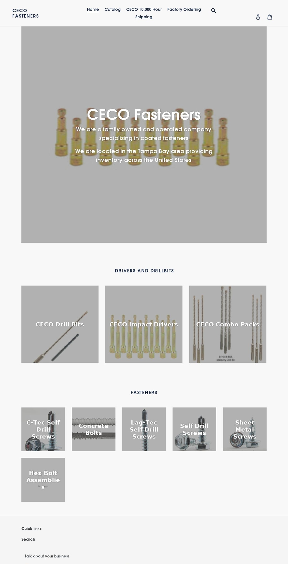 cecofasteners.com shopify website screenshot