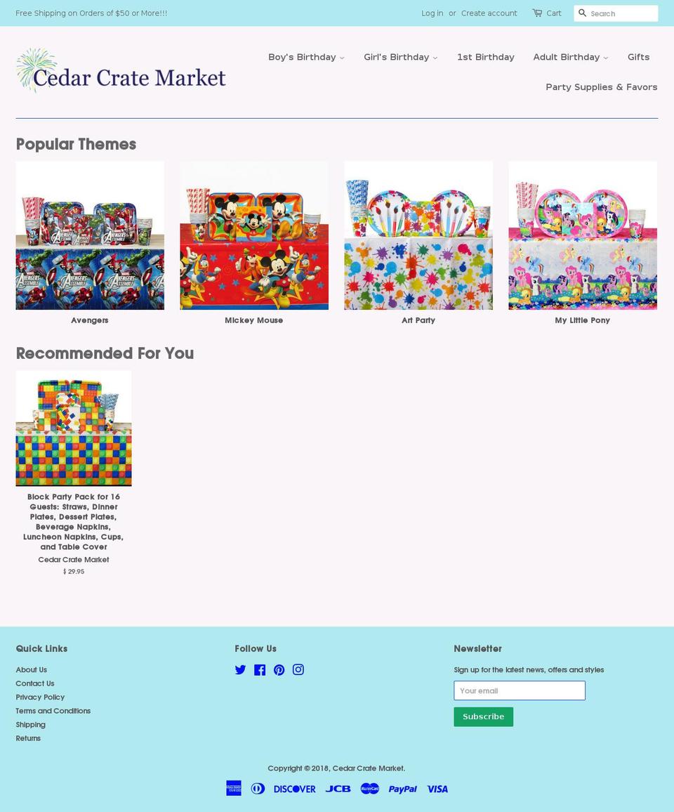 cedar-crate-market.myshopify.com shopify website screenshot