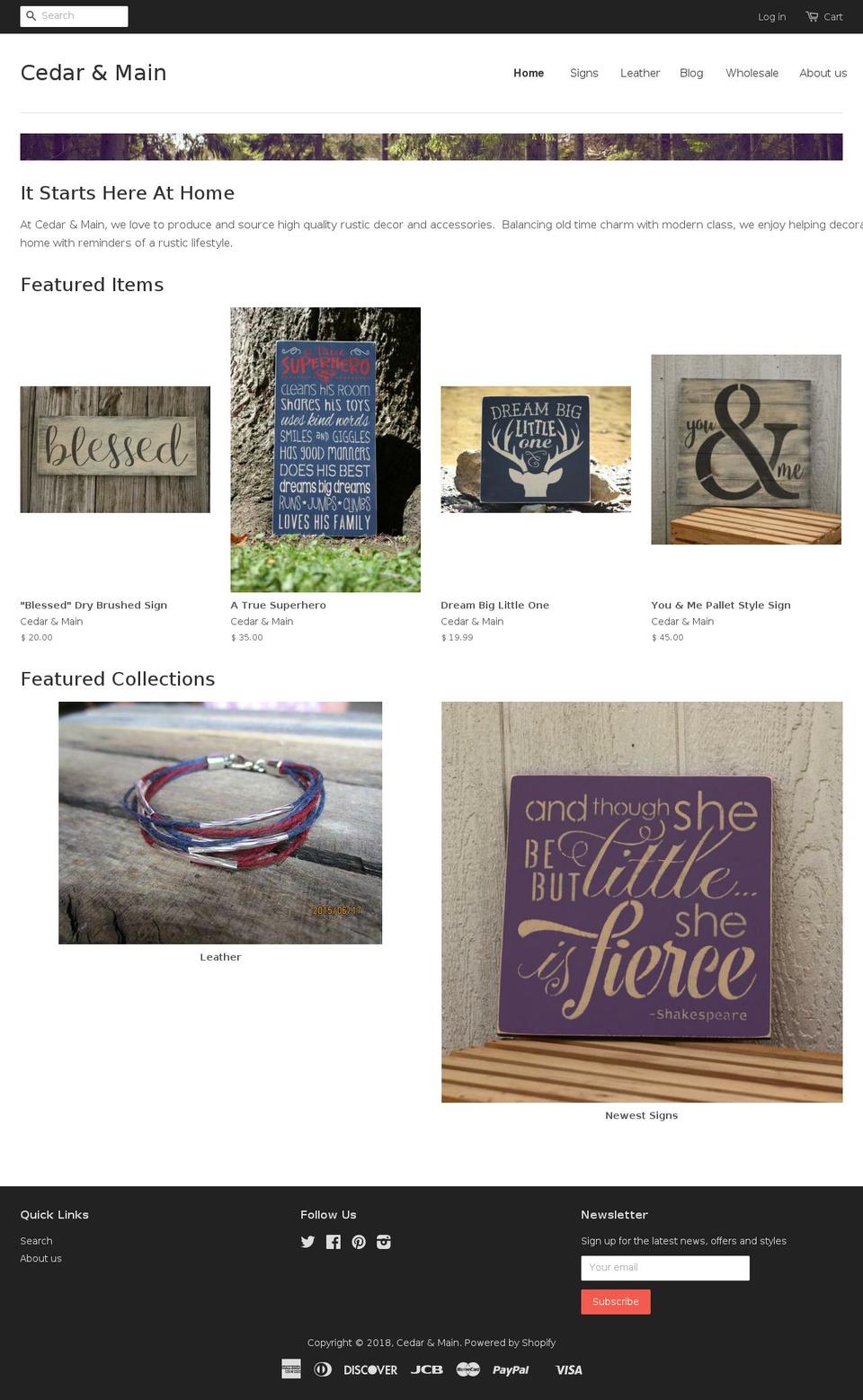 cedarandmain.com — Shopify storefront screenshot