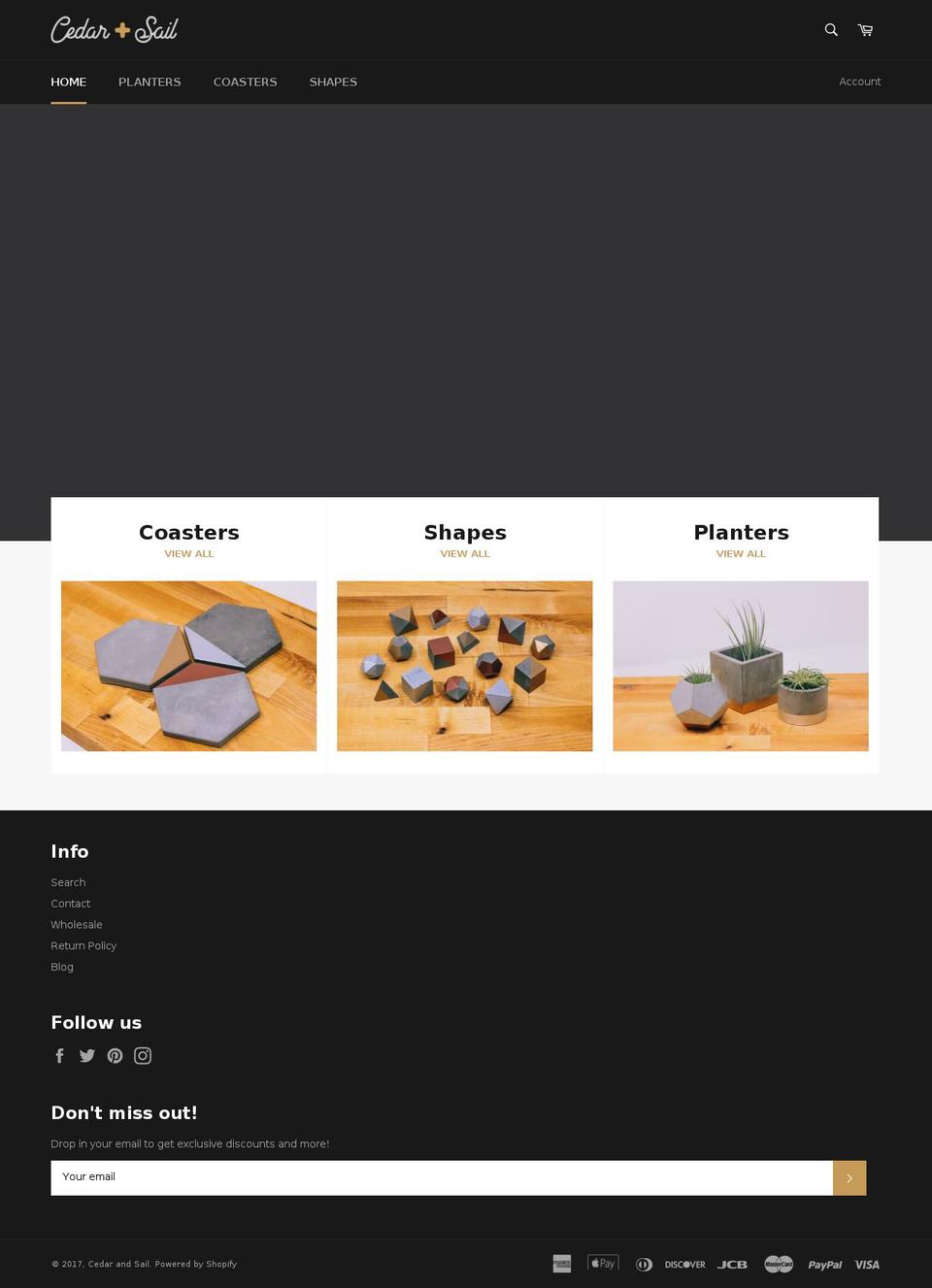 cedarandsail.com shopify website screenshot