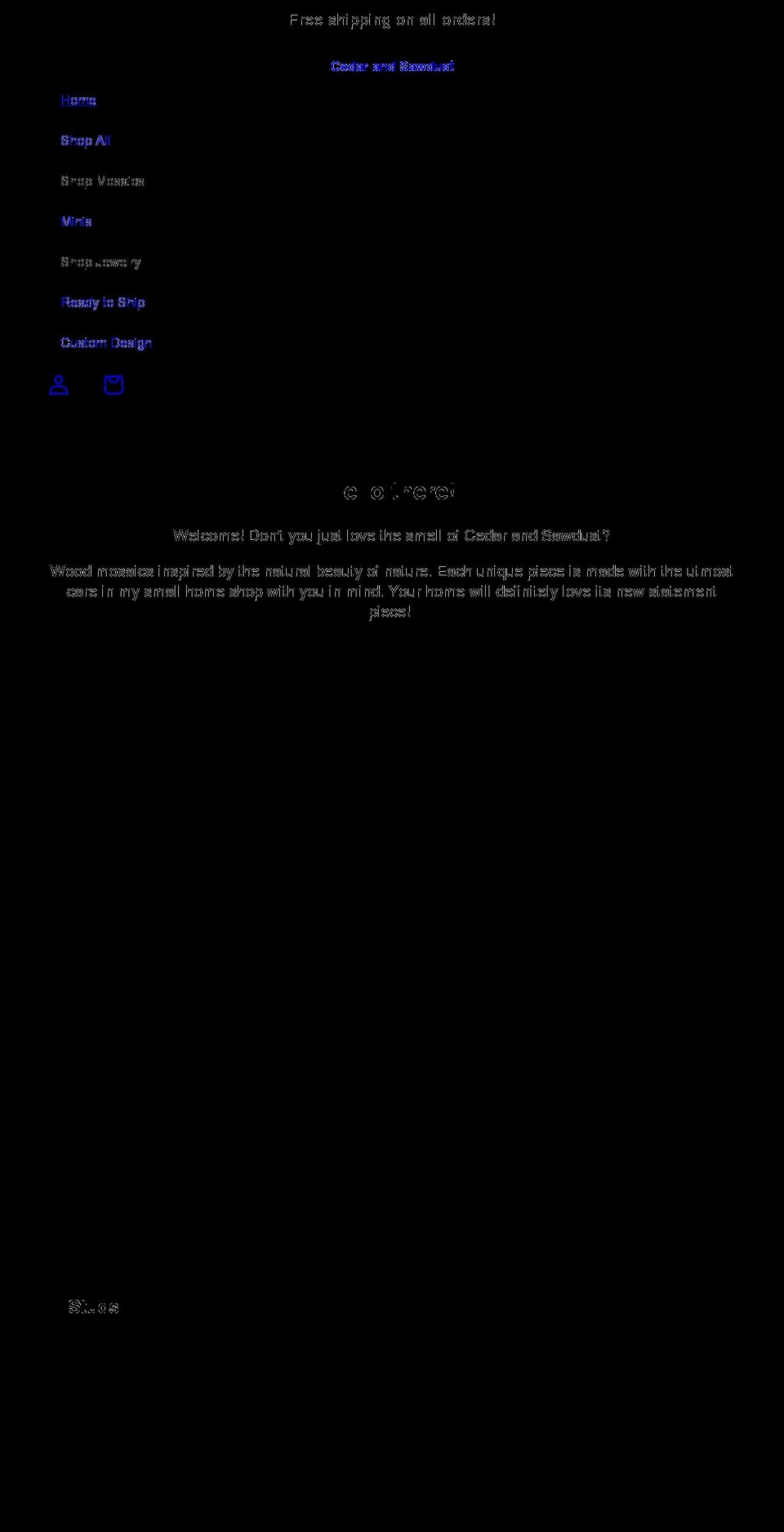 cedarandsawdust.com shopify website screenshot