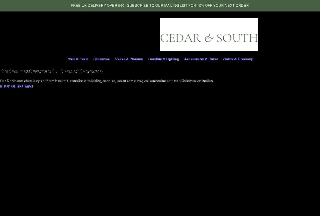 cedarandsouth.co.uk shopify website screenshot