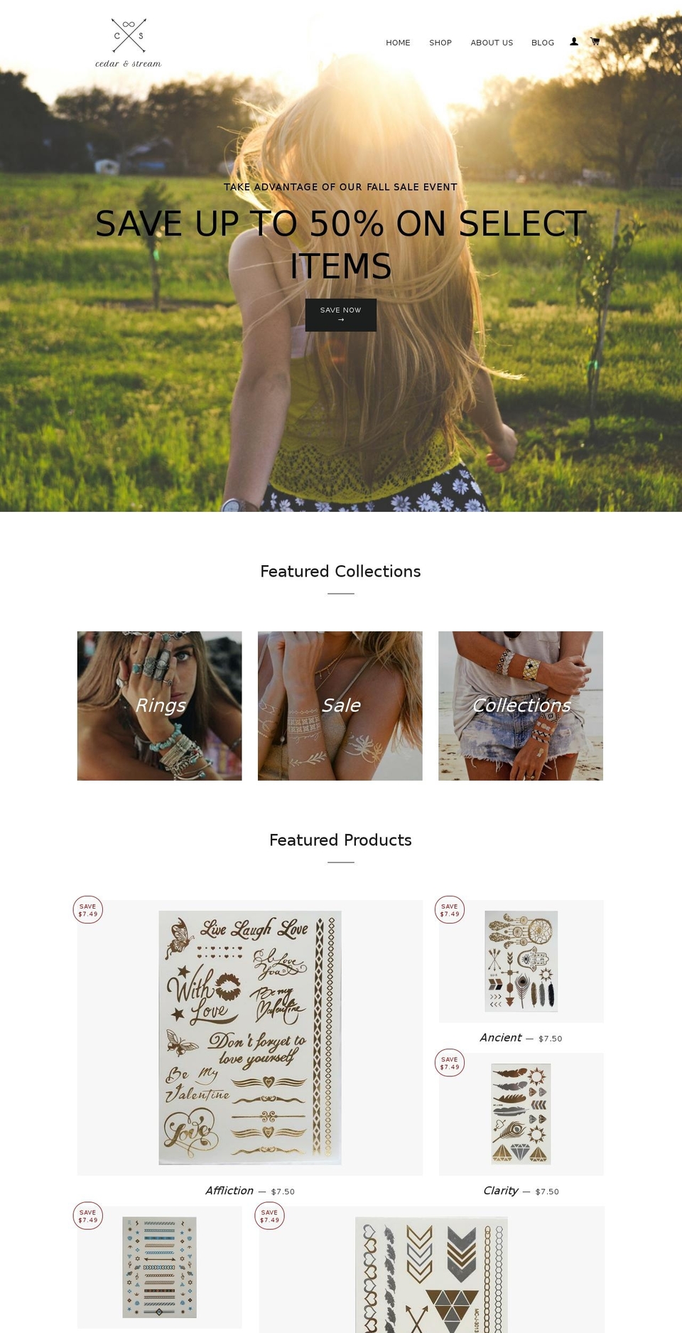 cedarandstream.com shopify website screenshot