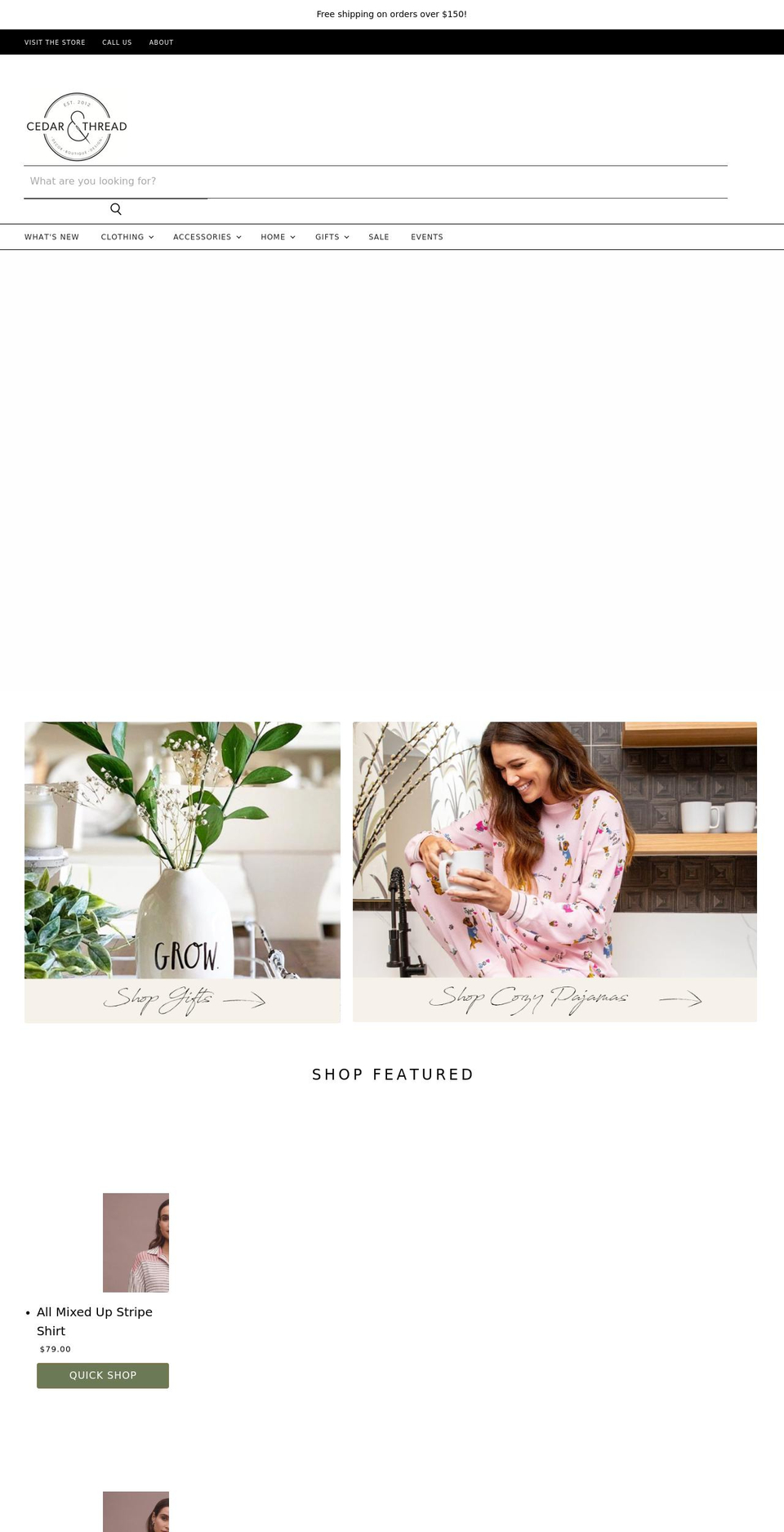 momentum Shopify theme site example cedarandthread.com