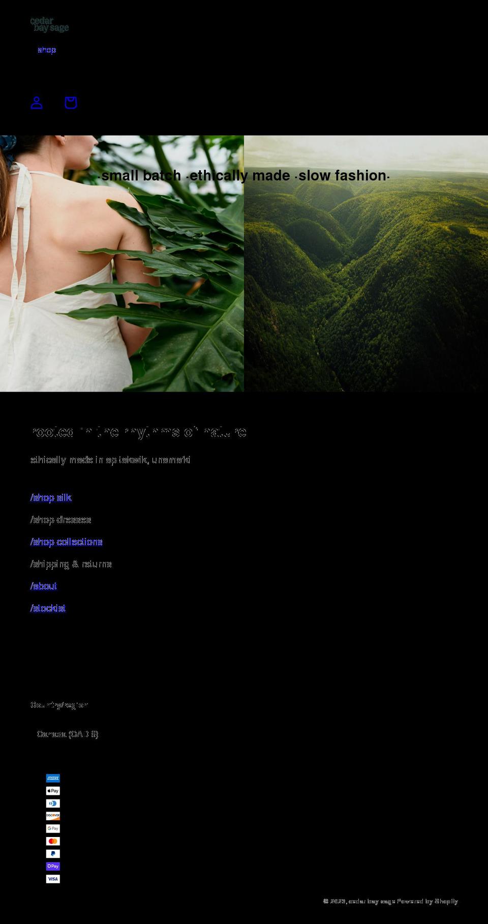 cedarbaysage.com shopify website screenshot