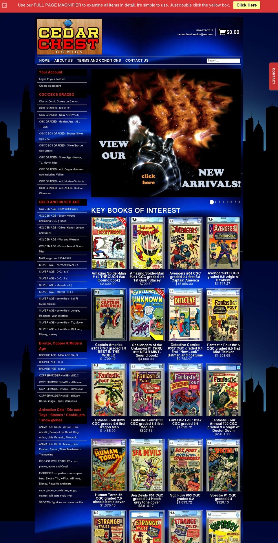 cedarchestcomics.com shopify website screenshot