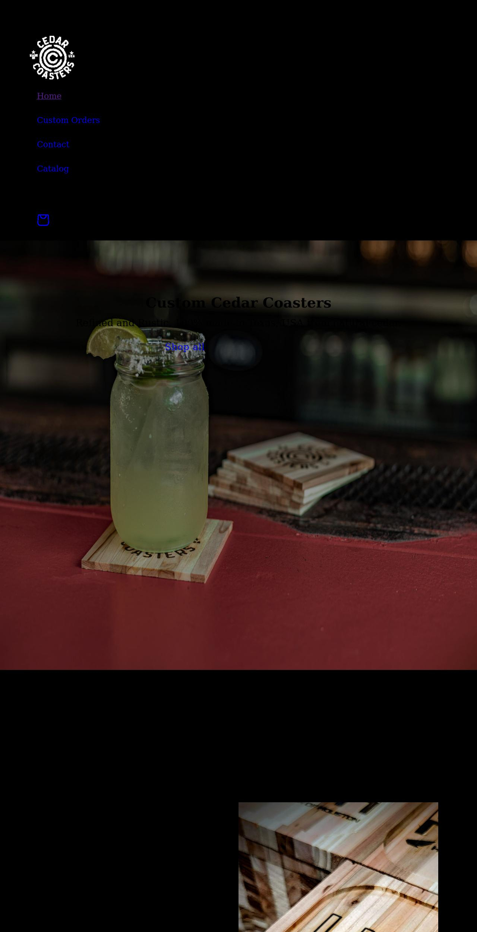 cedarcoasters.com shopify website screenshot