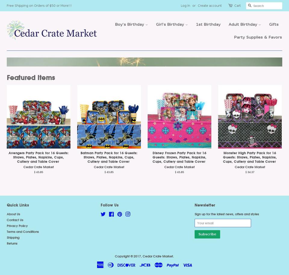 cedarcrate.net shopify website screenshot