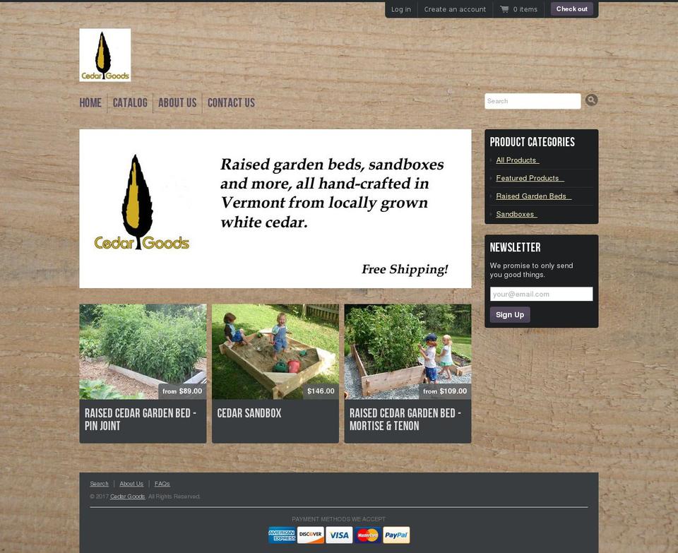 cedargoods.com shopify website screenshot