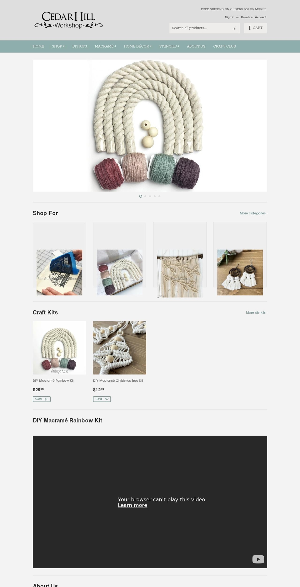 cedarhillworkshop.com shopify website screenshot