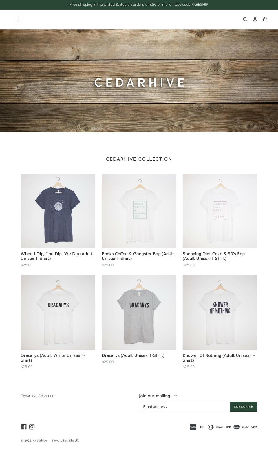 cedarhive.com — Shopify storefront screenshot