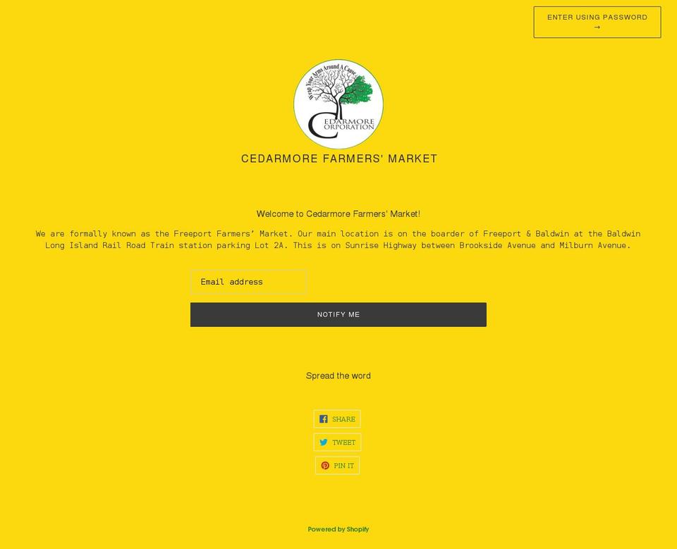 cedarmore-farmers-market.myshopify.com shopify website screenshot