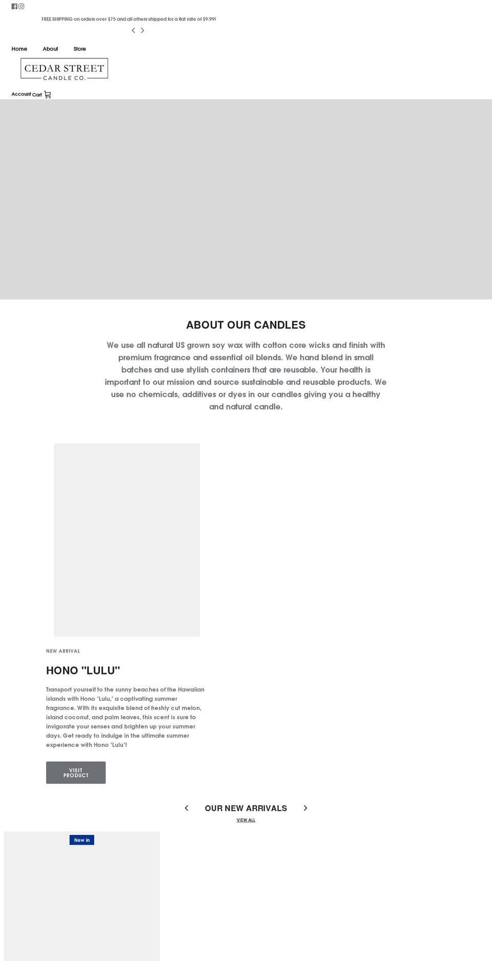 cedarstreetcandles.com shopify website screenshot