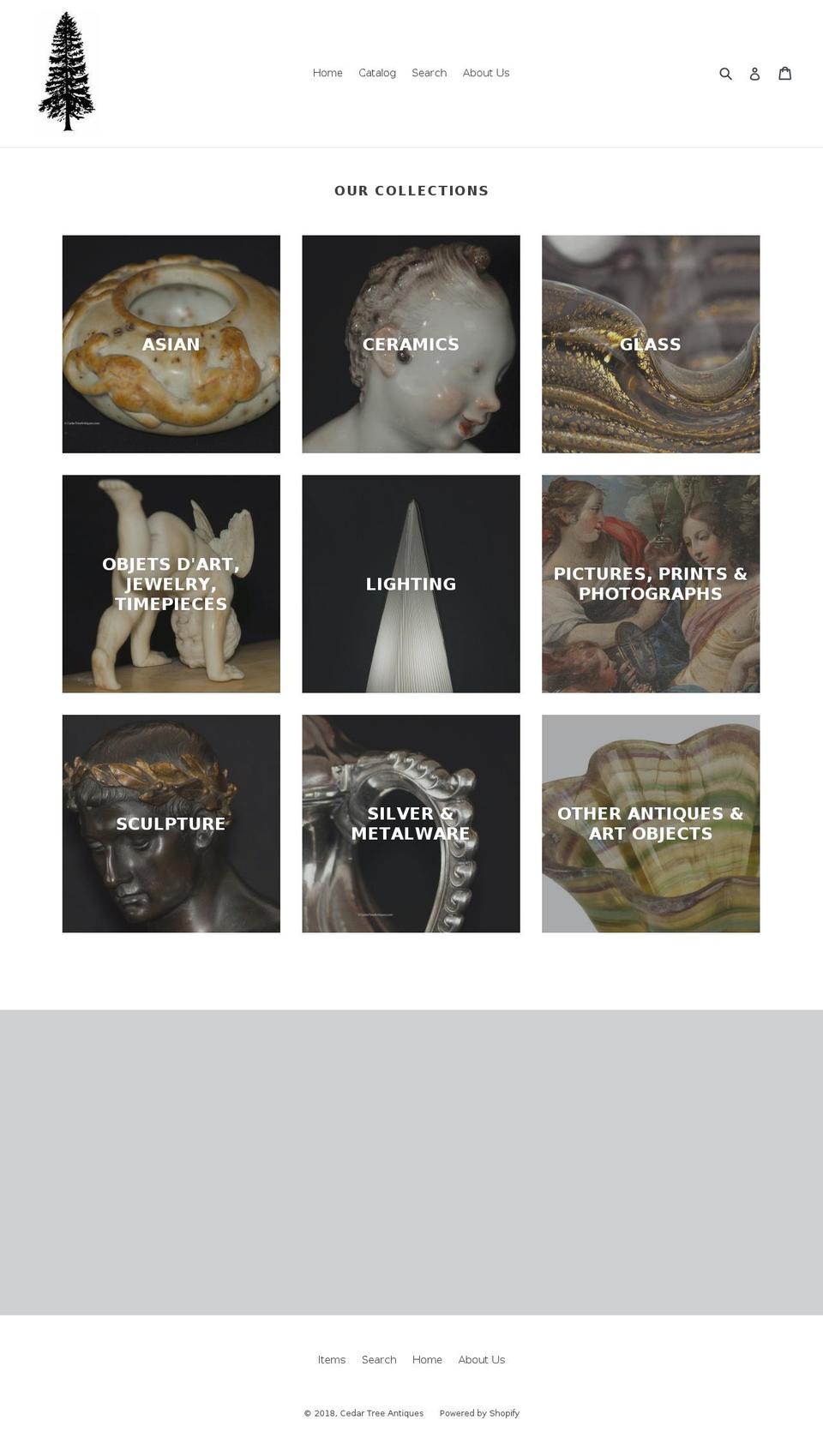 cedartreeantiques.com — Shopify storefront screenshot