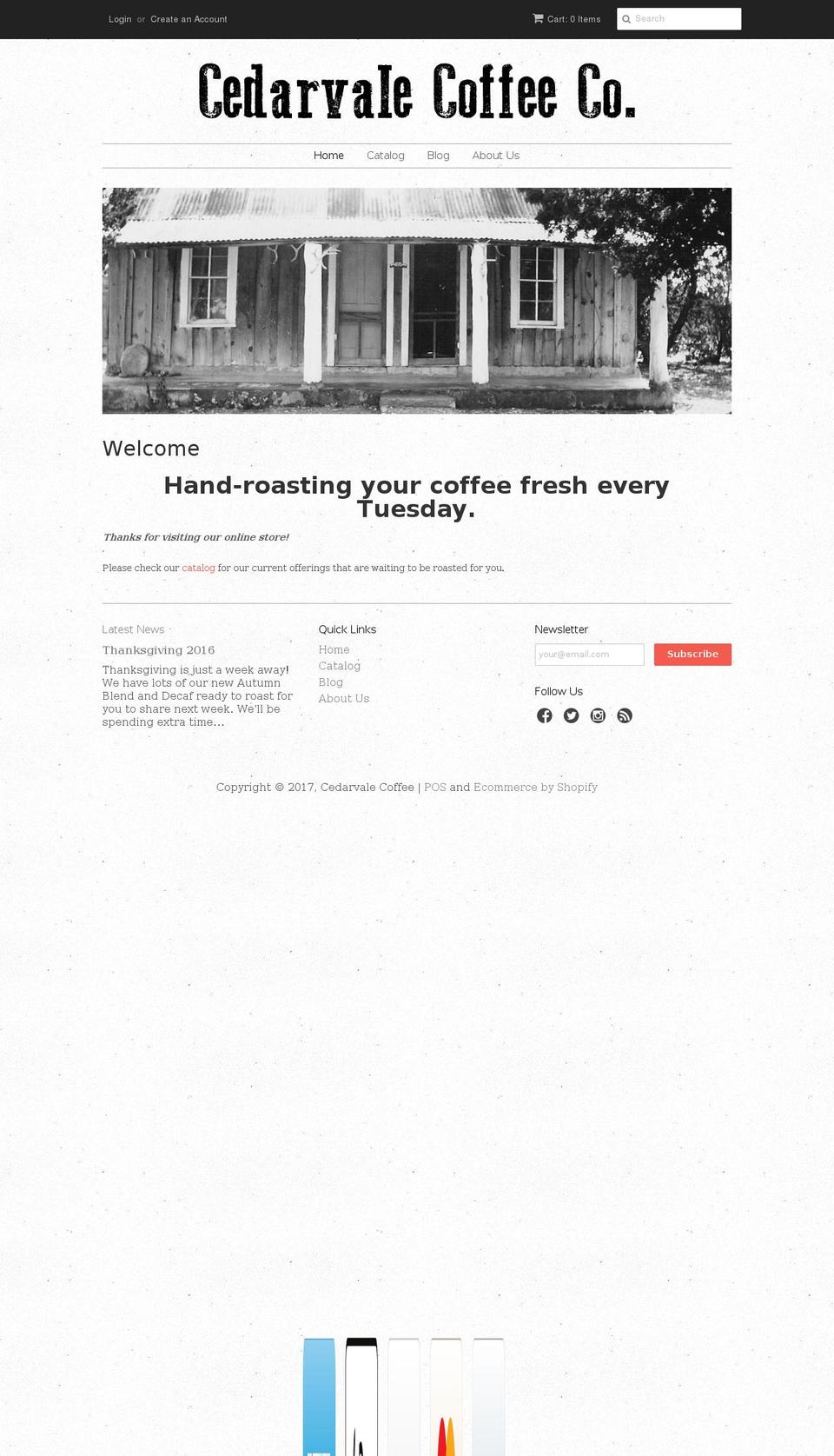 cedarvale.coffee shopify website screenshot