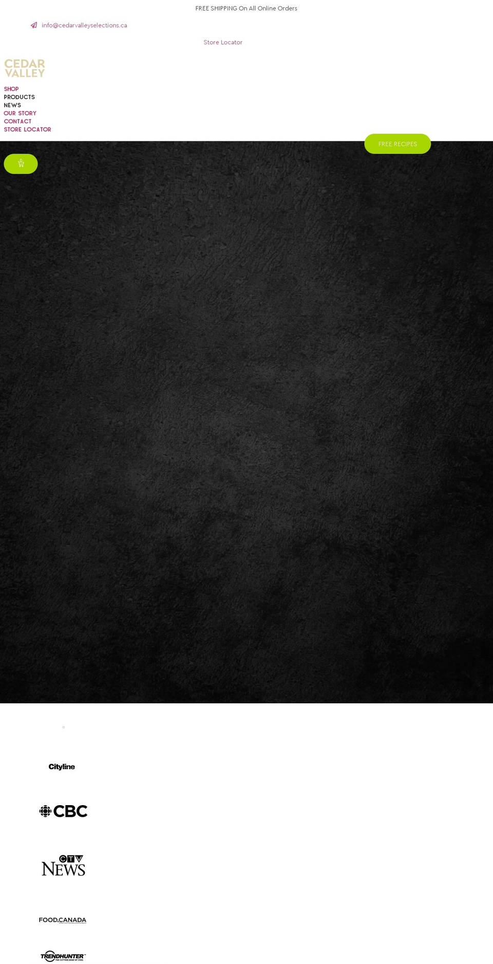 cedarvalleyselections.ca shopify website screenshot