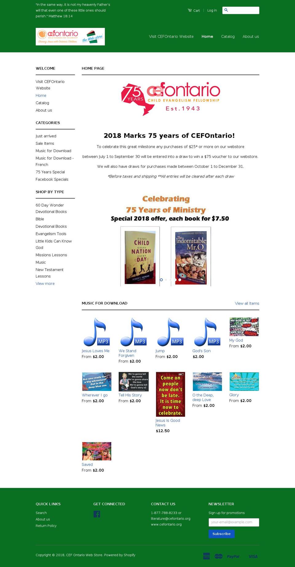 cefontariowebstore.org shopify website screenshot