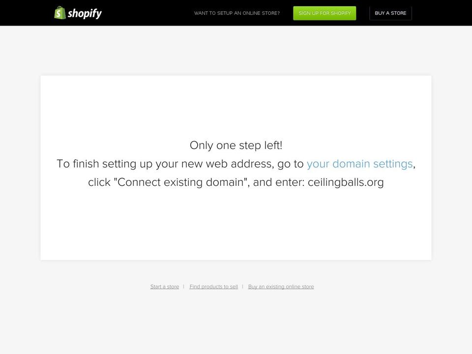ceilingballs.org shopify website screenshot