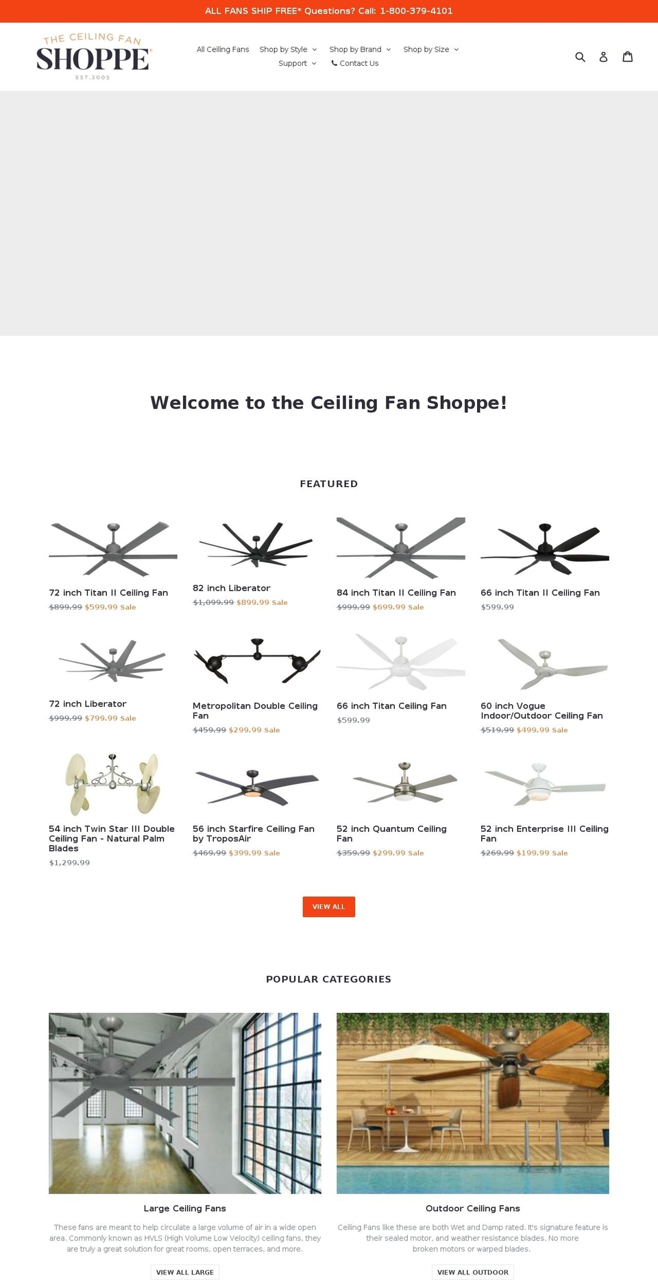 ceilingfanshoppe.com shopify website screenshot