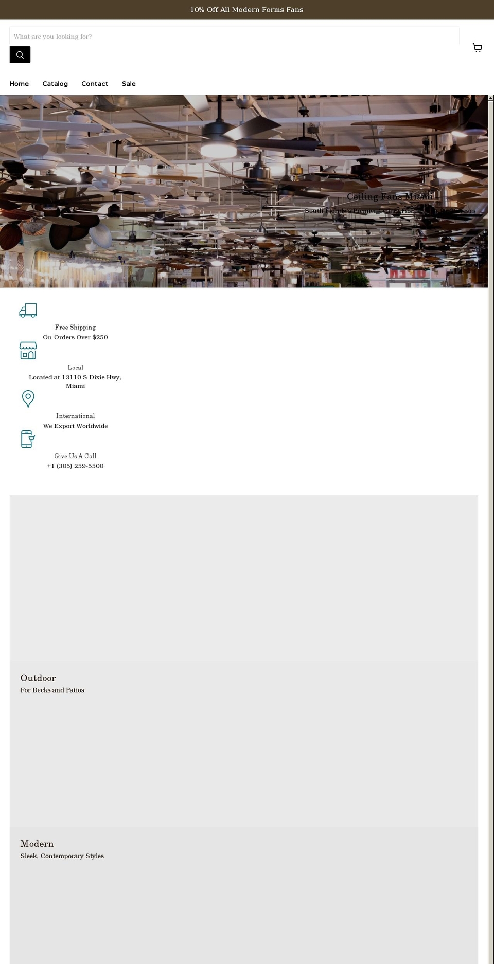 ceilingfansmiami.com shopify website screenshot