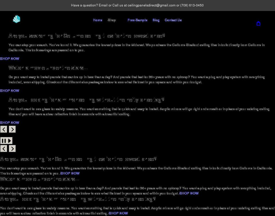 ceilingpanelsdirect.com shopify website screenshot