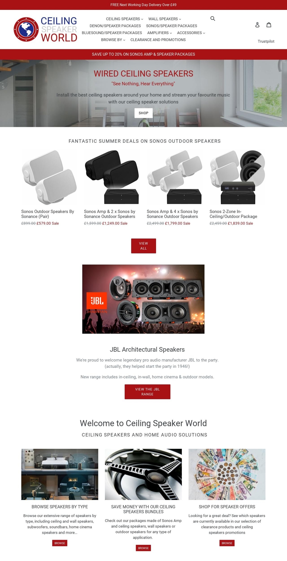 ceilingspeakerworld.co.uk shopify website screenshot