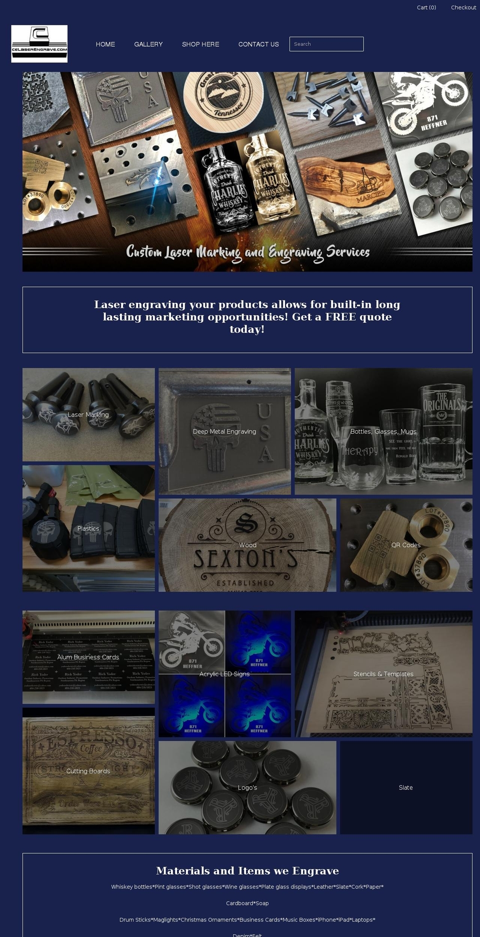 celaserengrave.com — Shopify storefront screenshot