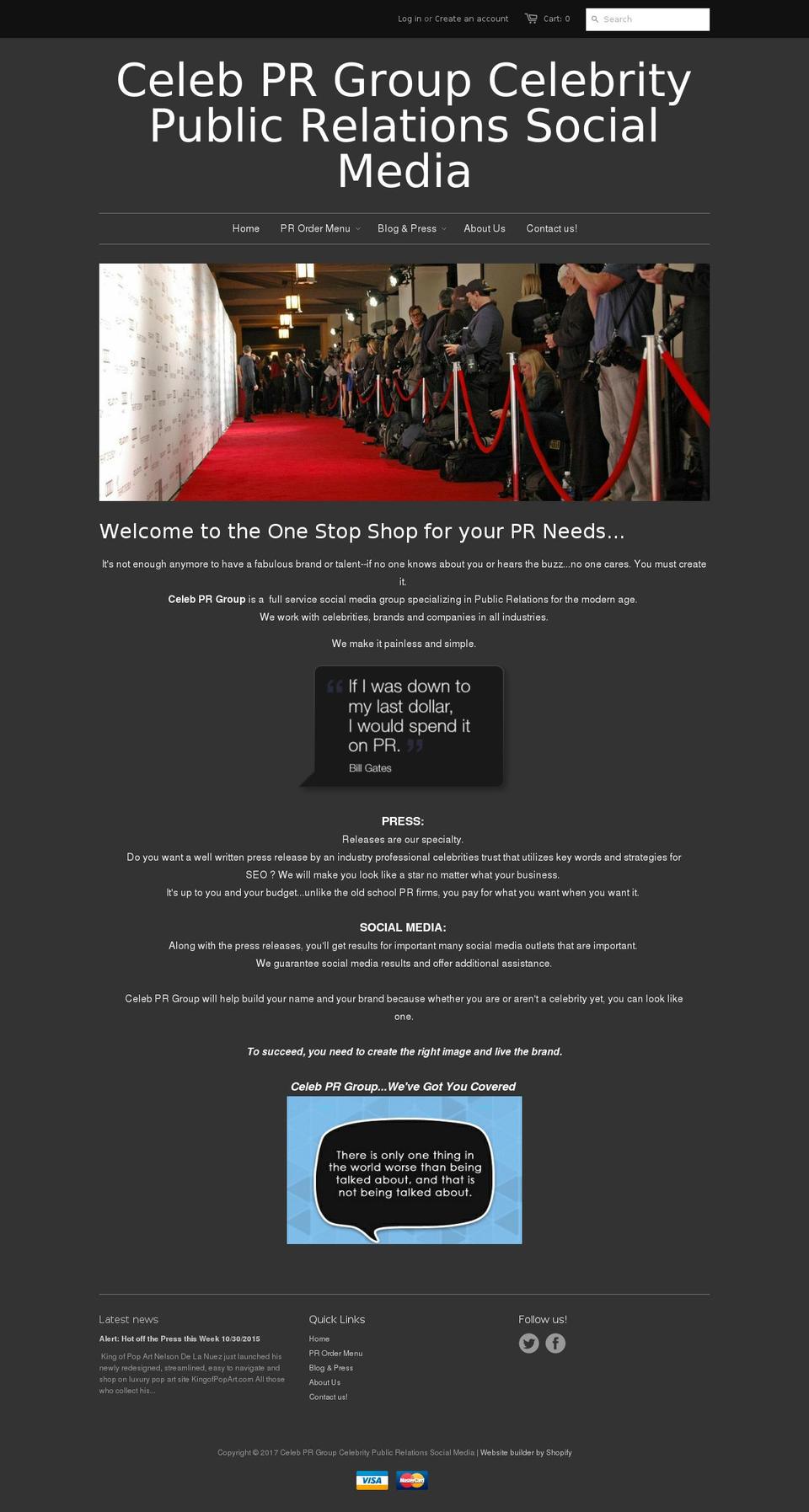 celebpublicity.com shopify website screenshot
