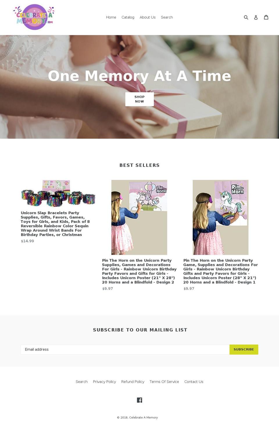 celebrateamemory.com — Shopify storefront screenshot