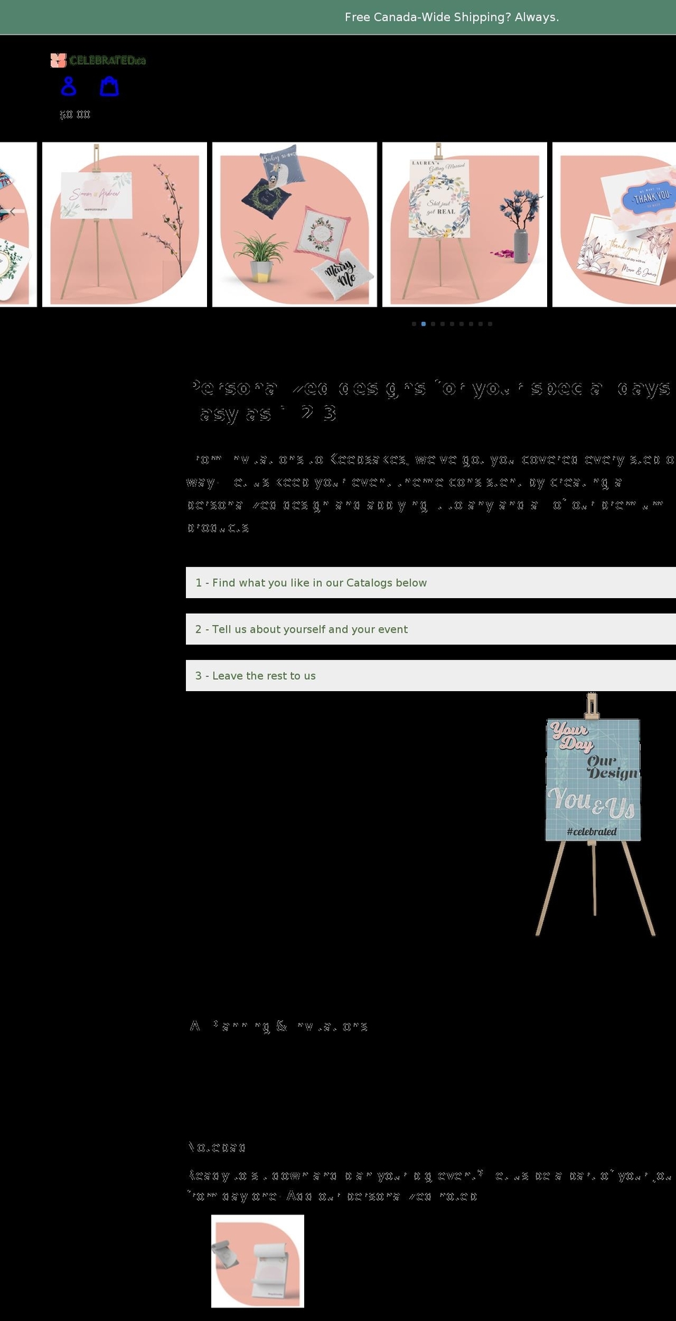 celebrated.ca shopify website screenshot