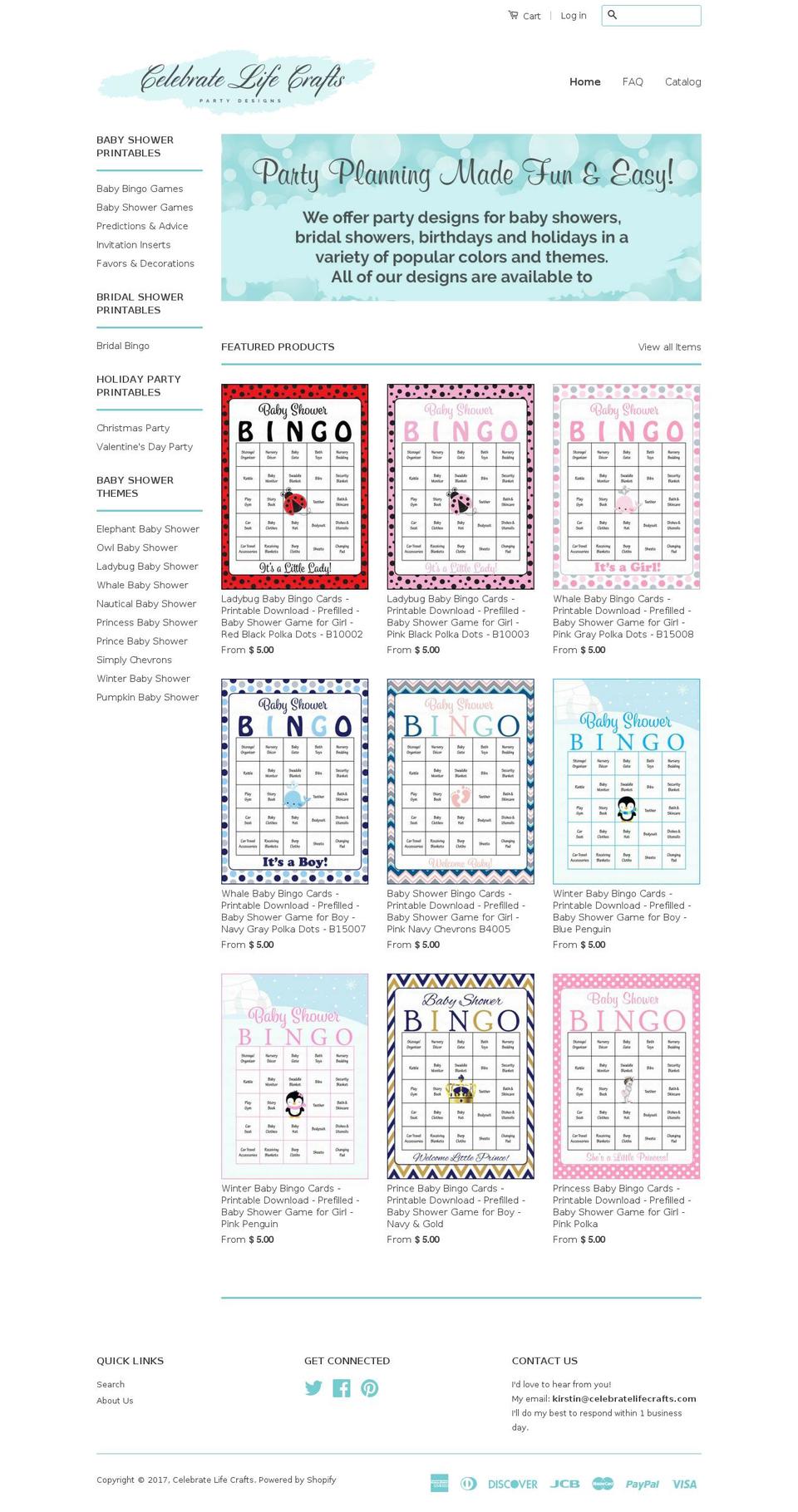 celebratelifecrafts.com shopify website screenshot