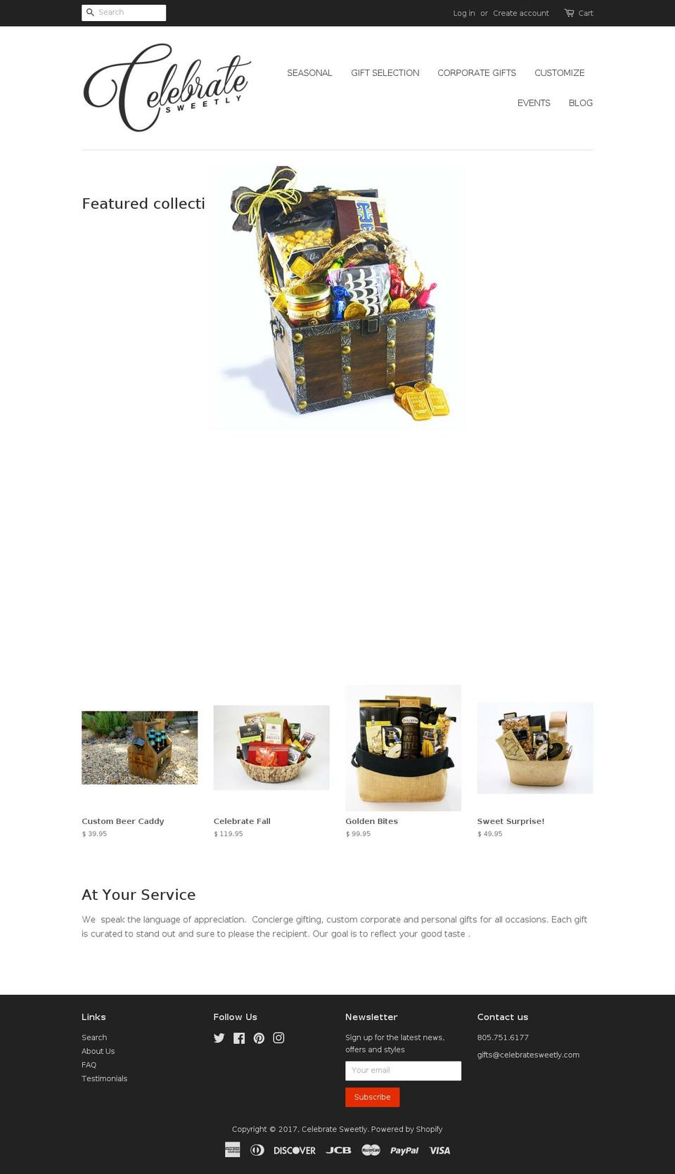 celebratesweetly.com shopify website screenshot