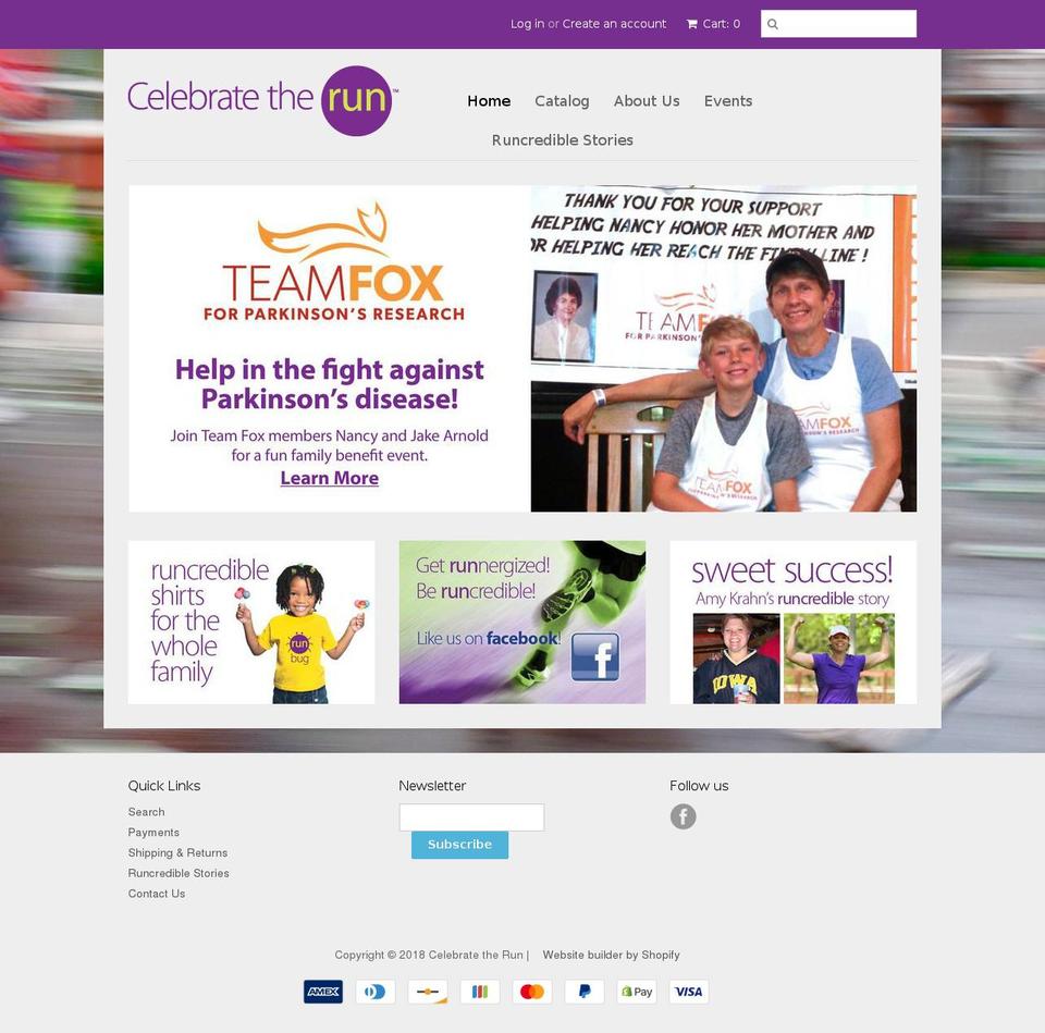 celebratetherun.com shopify website screenshot