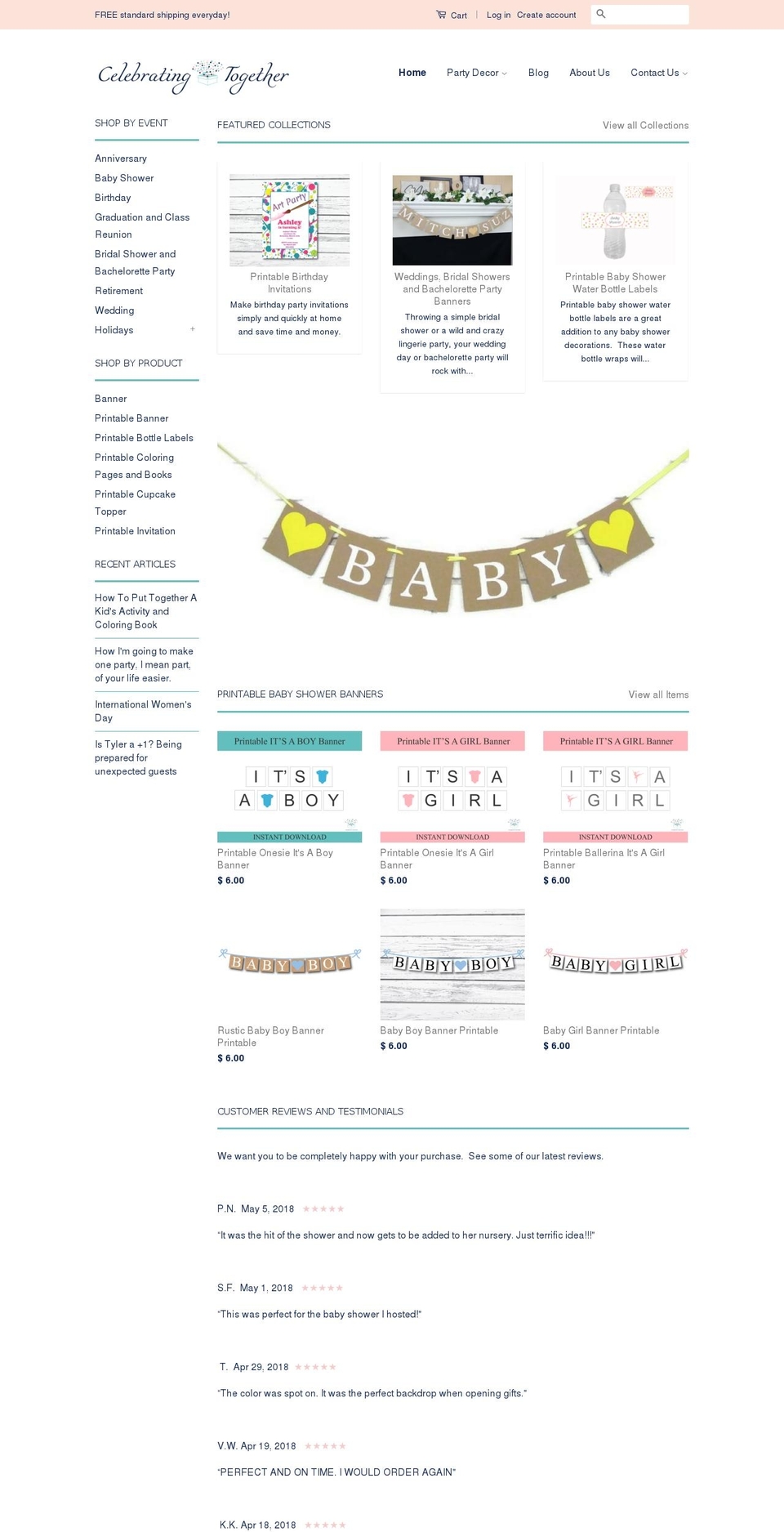 celebratingtogether.com — Shopify storefront screenshot