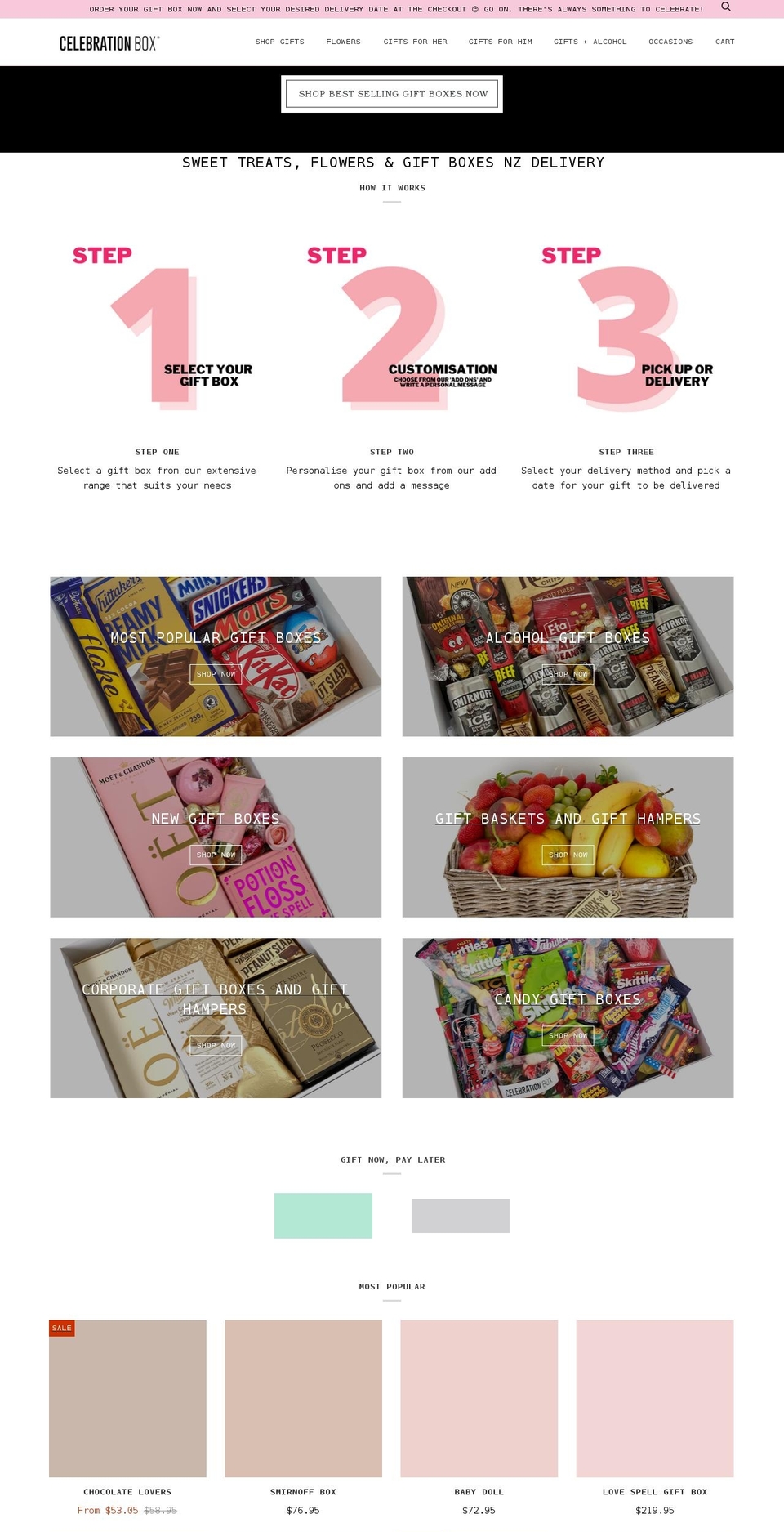 celebrationbox.co.nz shopify website screenshot