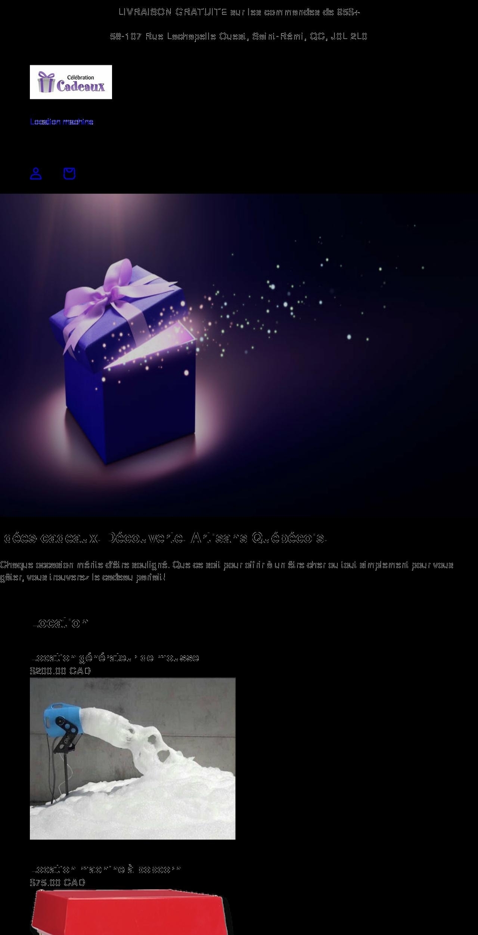 celebrationcadeaux.ca shopify website screenshot