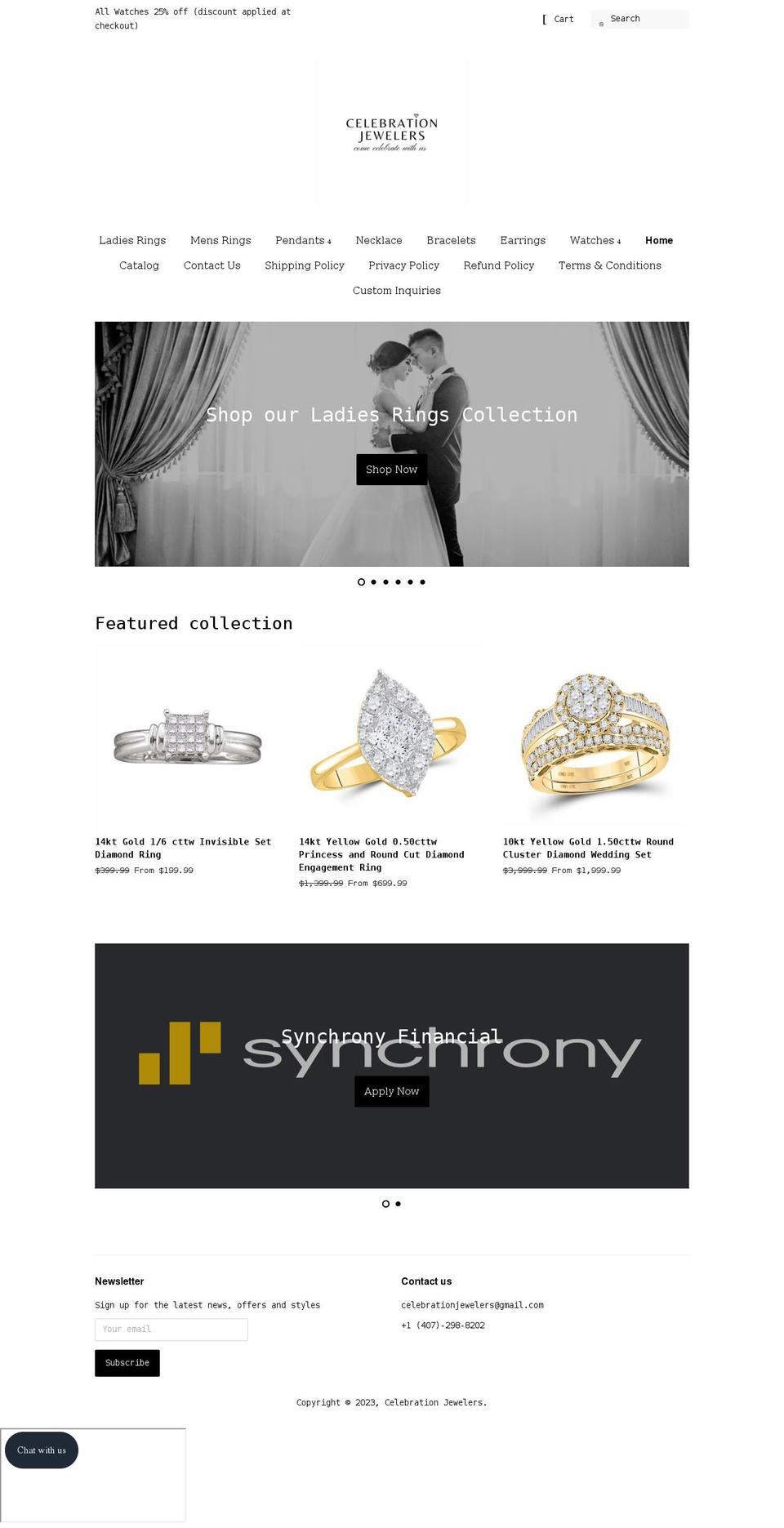 celebrationjewelers.com shopify website screenshot